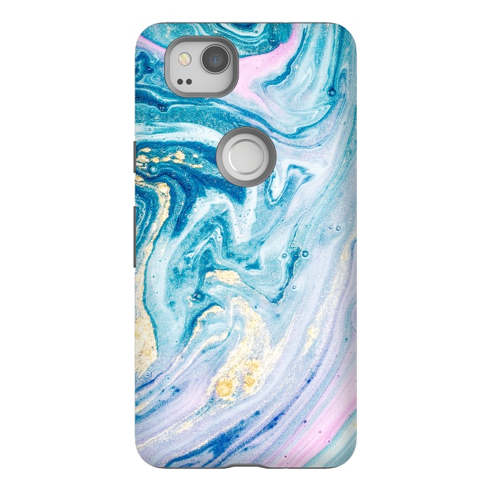Pixel 2 StrongFit Pink and Blue Marble by ArtsCase
