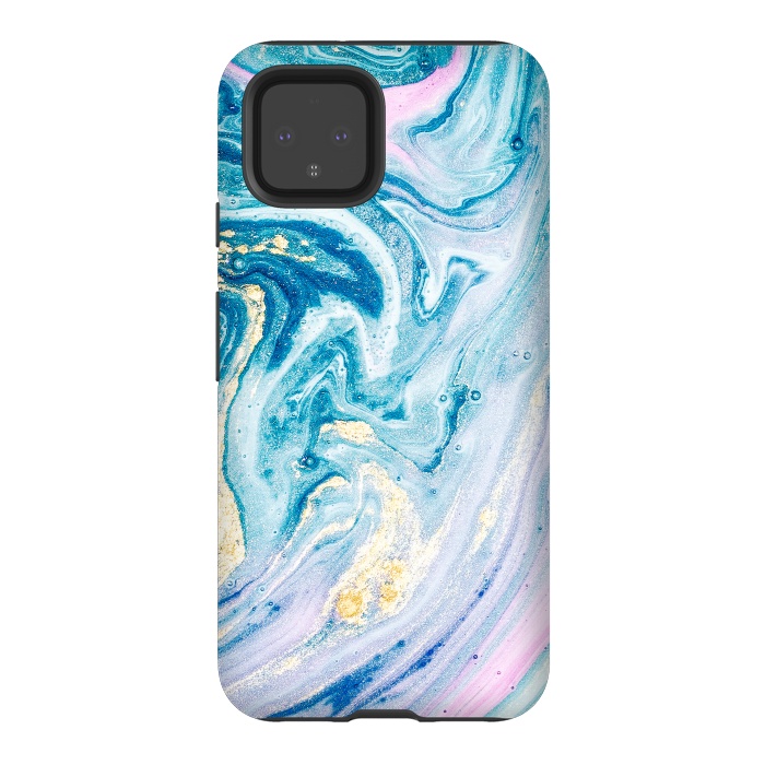 Pixel 4 StrongFit Pink and Blue Marble by ArtsCase