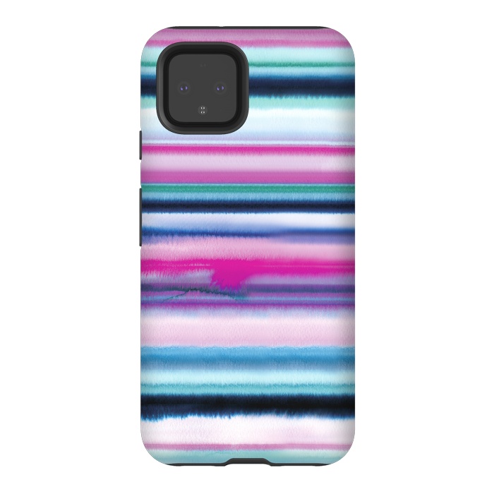 Pixel 4 StrongFit Ombre Stripes Watercolor Pink by Ninola Design