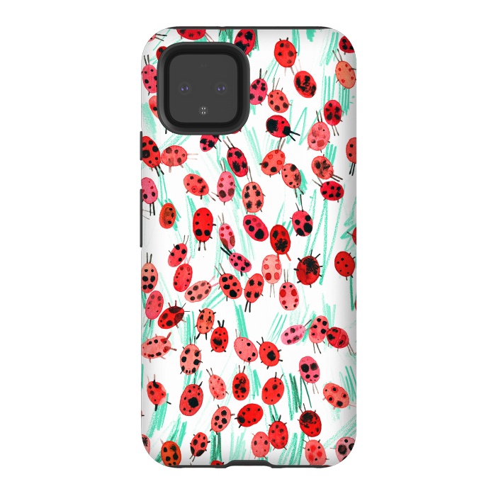 Pixel 4 StrongFit Ladybugs on grass by Ninola Design