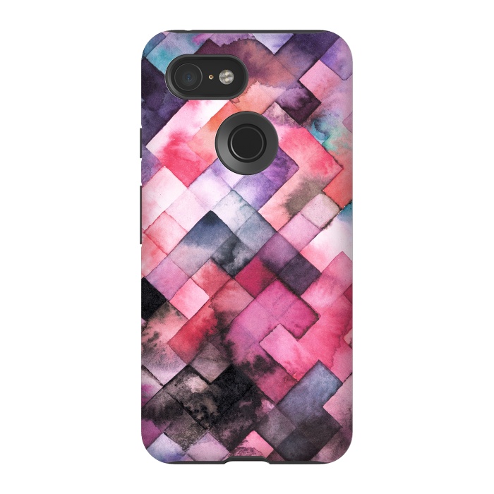 Pixel 3 StrongFit Moody Geometry Pink by Ninola Design
