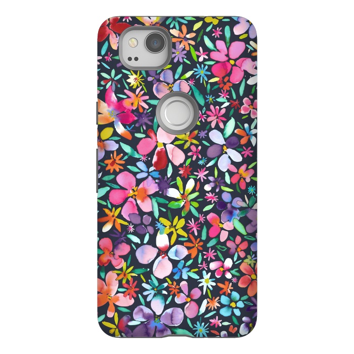 Pixel 2 StrongFit Multicolored Petals Flowers by Ninola Design