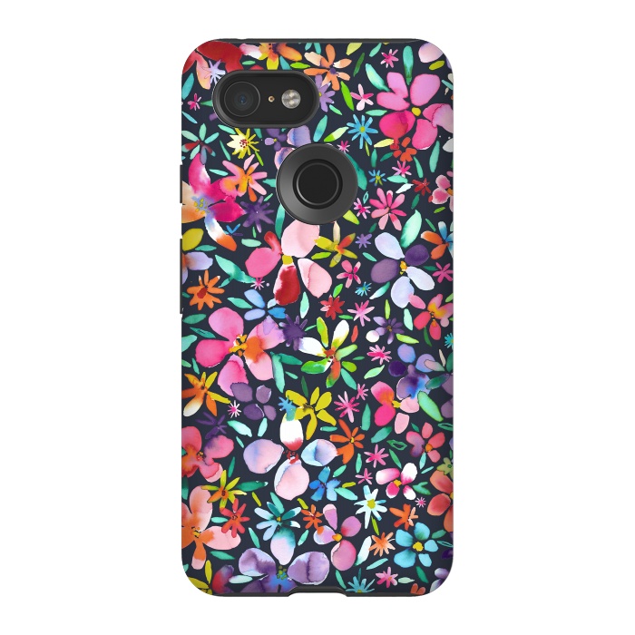 Pixel 3 StrongFit Multicolored Petals Flowers by Ninola Design