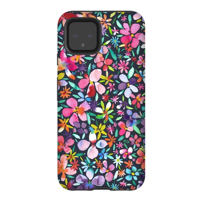Pixel 4 StrongFit Multicolored Petals Flowers by Ninola Design