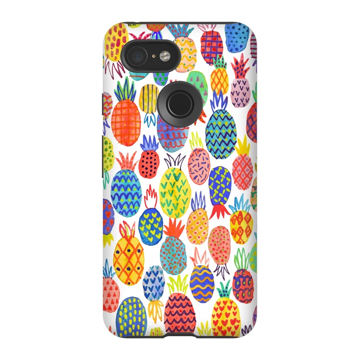 Pixel 3 StrongFit Cute Pineapples by Ninola Design