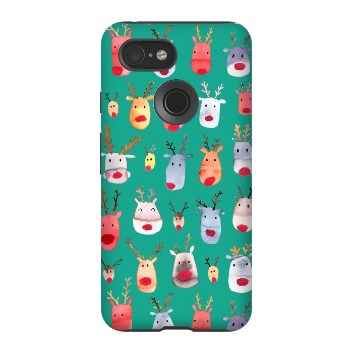 Pixel 3 StrongFit Christmas Winter Rudolph Reindeer by Ninola Design