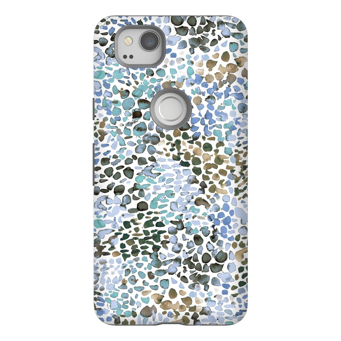 Pixel 2 StrongFit Blue Specked Watercolor by Ninola Design