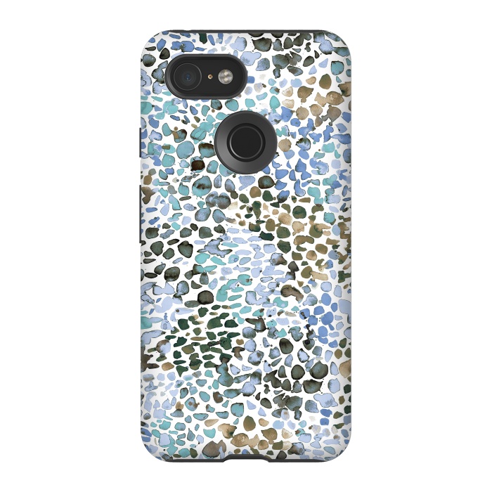 Pixel 3 StrongFit Blue Specked Watercolor by Ninola Design