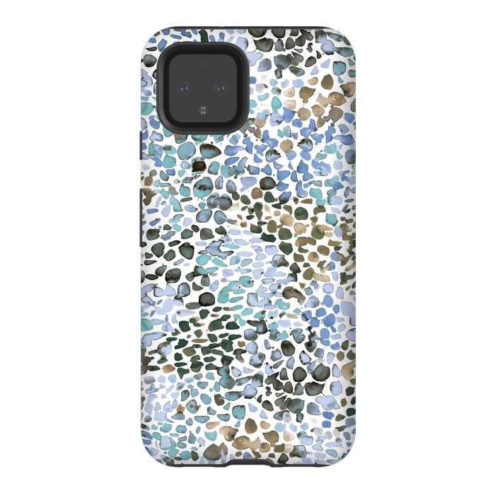 Pixel 4 StrongFit Blue Specked Watercolor by Ninola Design