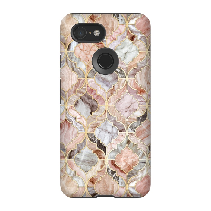 Pixel 3 StrongFit Rosy Marble Moroccan Tiles by Micklyn Le Feuvre