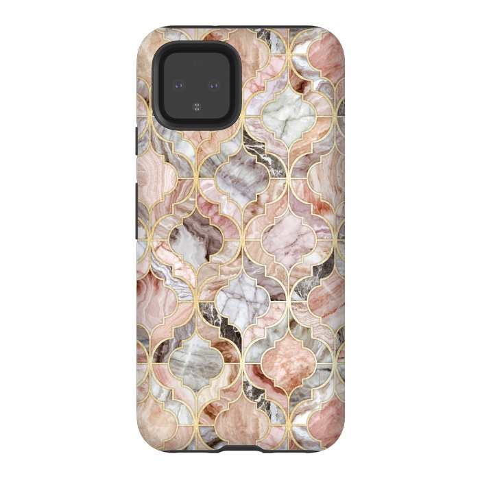 Pixel 4 StrongFit Rosy Marble Moroccan Tiles by Micklyn Le Feuvre