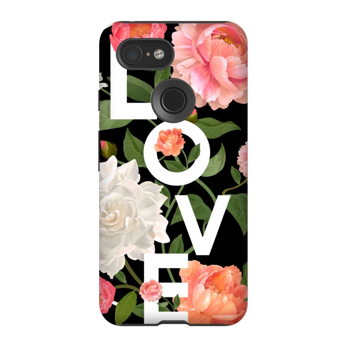 Pixel 3 StrongFit floral love black by MALLIKA