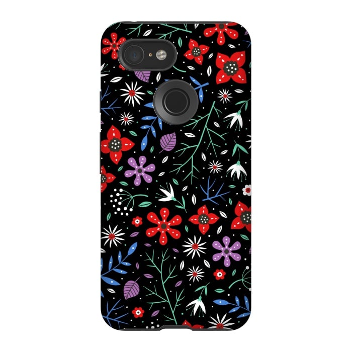 Pixel 3 StrongFit Small Flower Patterns by ArtsCase