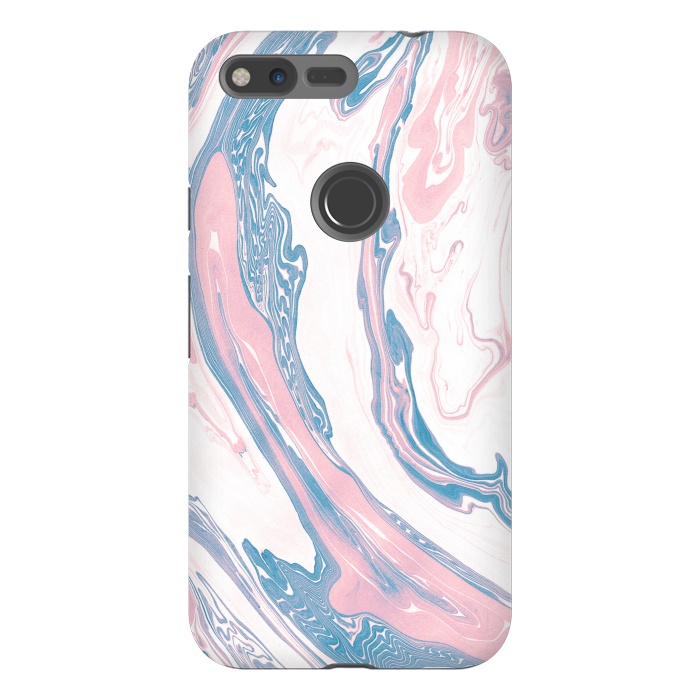 Pixel XL StrongFit Blush and Dusty Blue Marble by Allgirls Studio