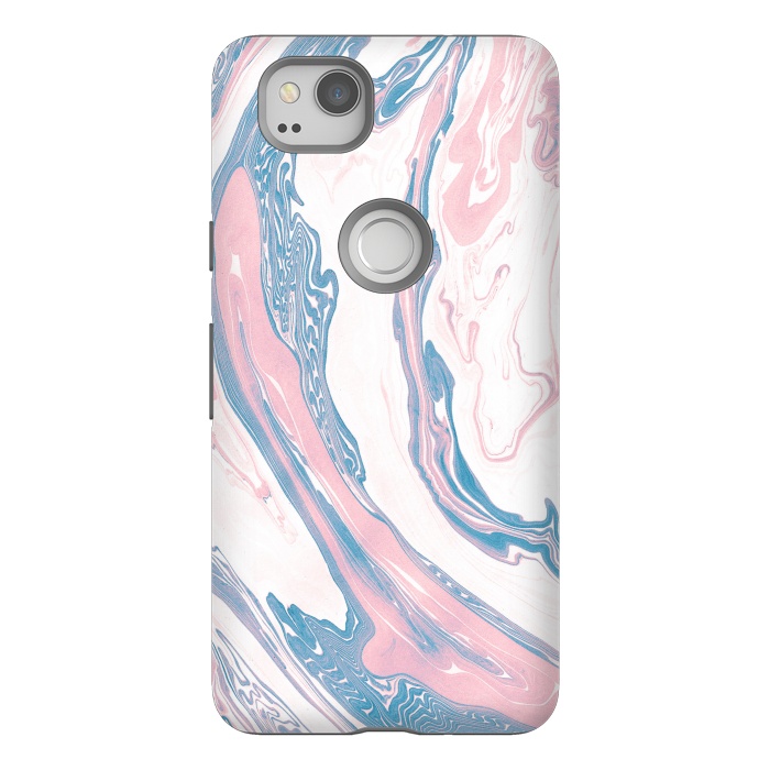 Pixel 2 StrongFit Blush and Dusty Blue Marble by Allgirls Studio