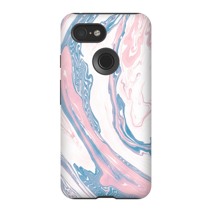 Pixel 3 StrongFit Blush and Dusty Blue Marble by Allgirls Studio