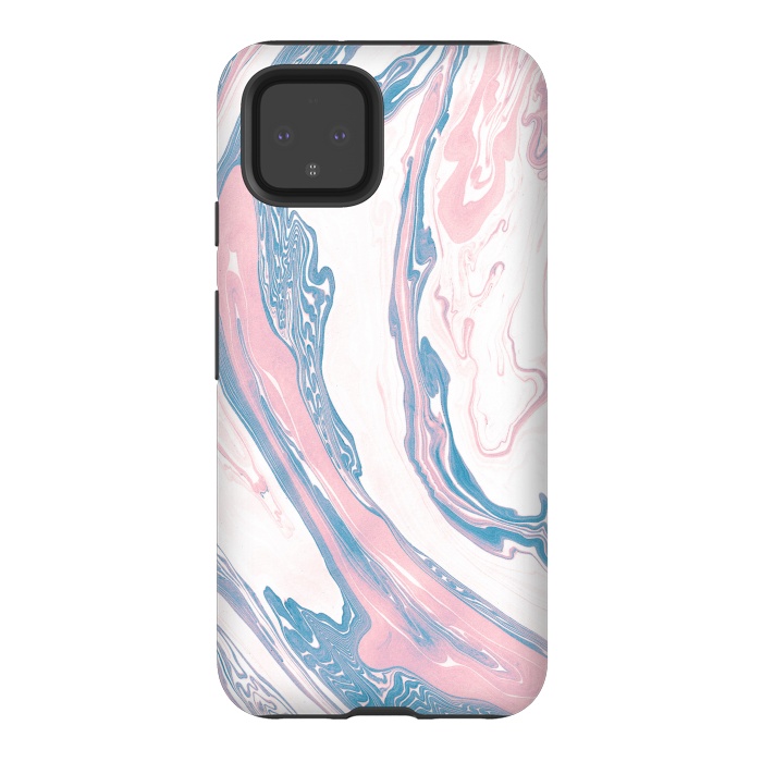 Pixel 4 StrongFit Blush and Dusty Blue Marble by Allgirls Studio
