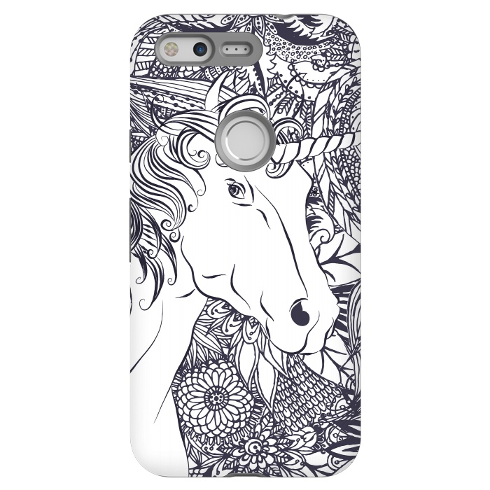 Pixel StrongFit Whimsy unicorn and floral mandala design by InovArts