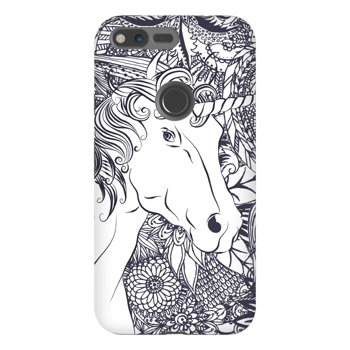 Pixel XL StrongFit Whimsy unicorn and floral mandala design by InovArts