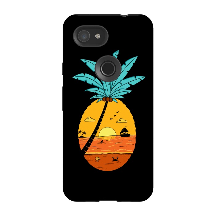 Pixel 3A StrongFit Pineapple Nature Black by Coffee Man