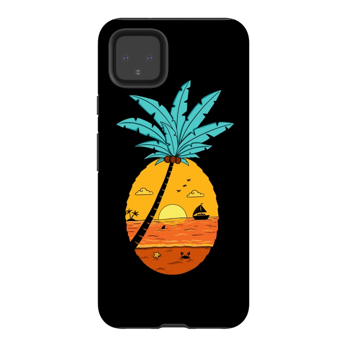 Pixel 4XL StrongFit Pineapple Nature Black by Coffee Man
