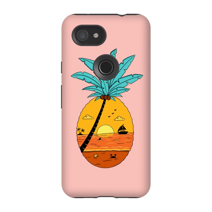 Pixel 3A StrongFit Pineapple Nature pink by Coffee Man