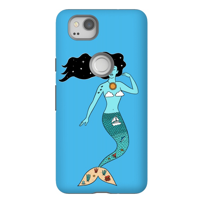 Pixel 2 StrongFit Mermaid Nature Blue by Coffee Man