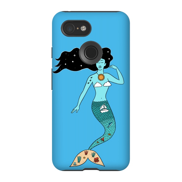 Pixel 3 StrongFit Mermaid Nature Blue by Coffee Man