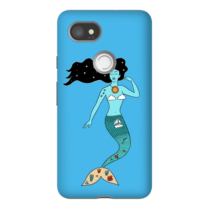 Pixel 2XL StrongFit Mermaid Nature Blue by Coffee Man