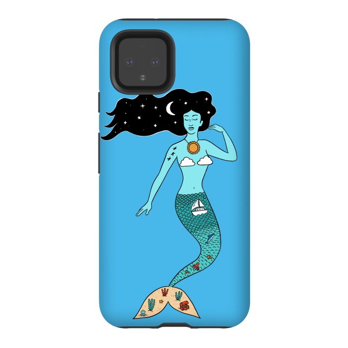 Pixel 4 StrongFit Mermaid Nature Blue by Coffee Man