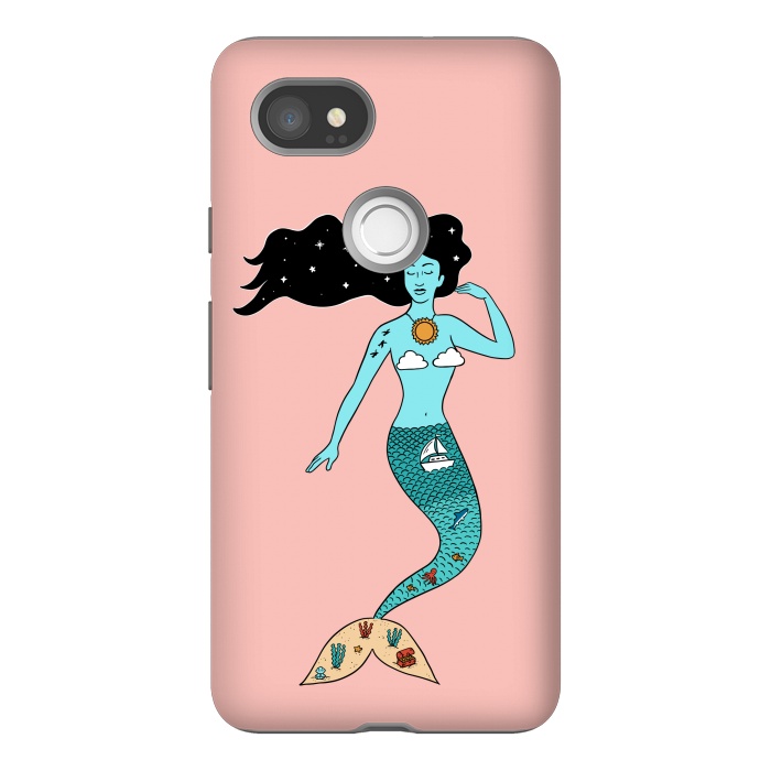Pixel 2XL StrongFit Mermaid Nature Pink by Coffee Man