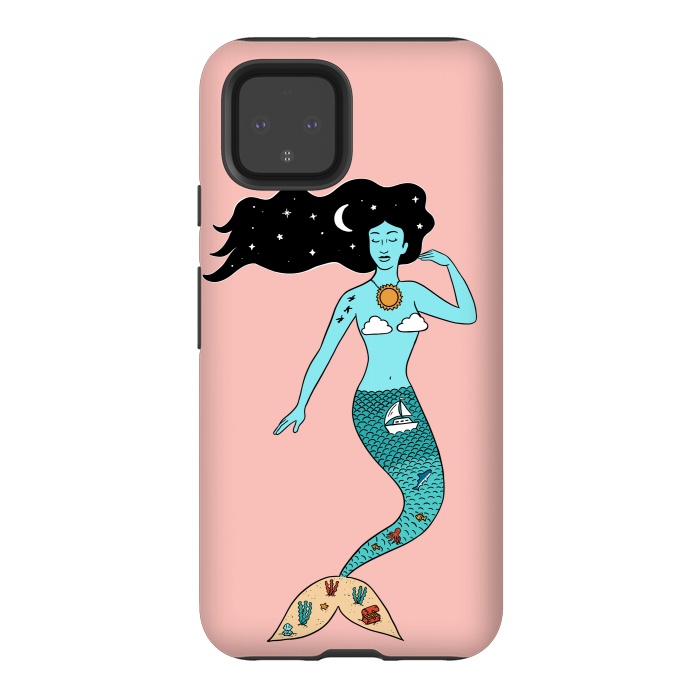 Pixel 4 StrongFit Mermaid Nature Pink by Coffee Man