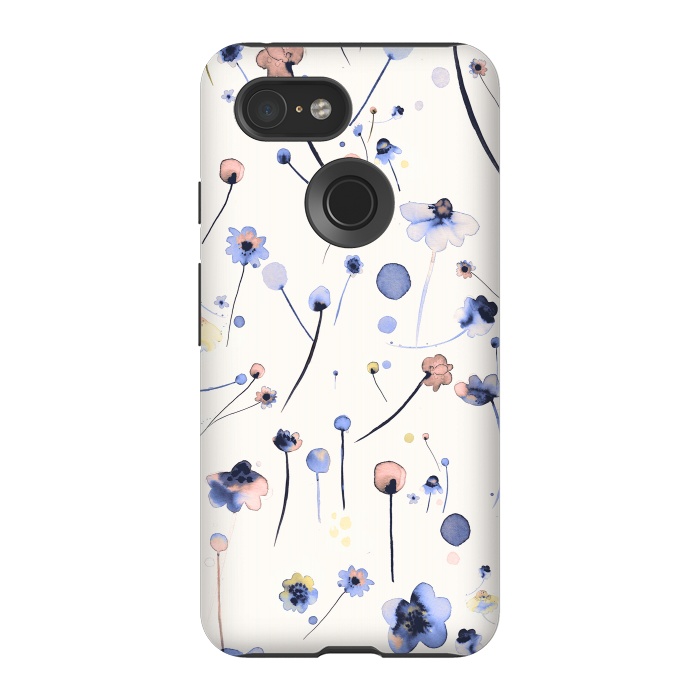 Pixel 3 StrongFit Soft Flowers Blue by Ninola Design