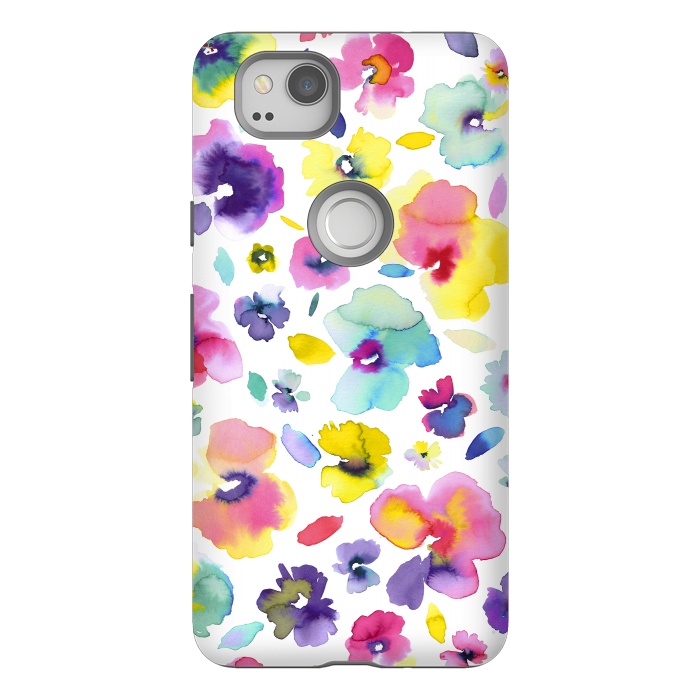 Pixel 2 StrongFit Watercolor Tropical Flowers by Ninola Design