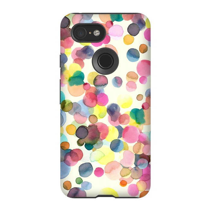 Pixel 3 StrongFit Watercolor Colorful Dots by Ninola Design