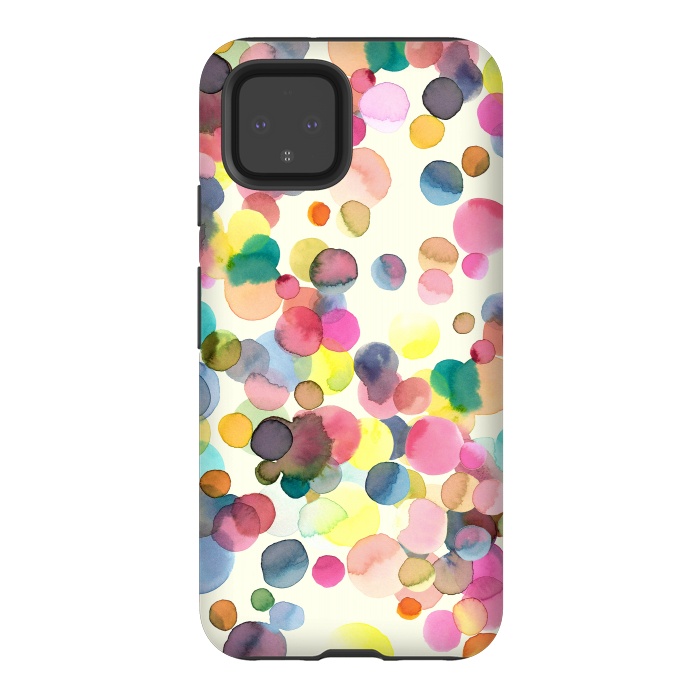 Pixel 4 StrongFit Watercolor Colorful Dots by Ninola Design