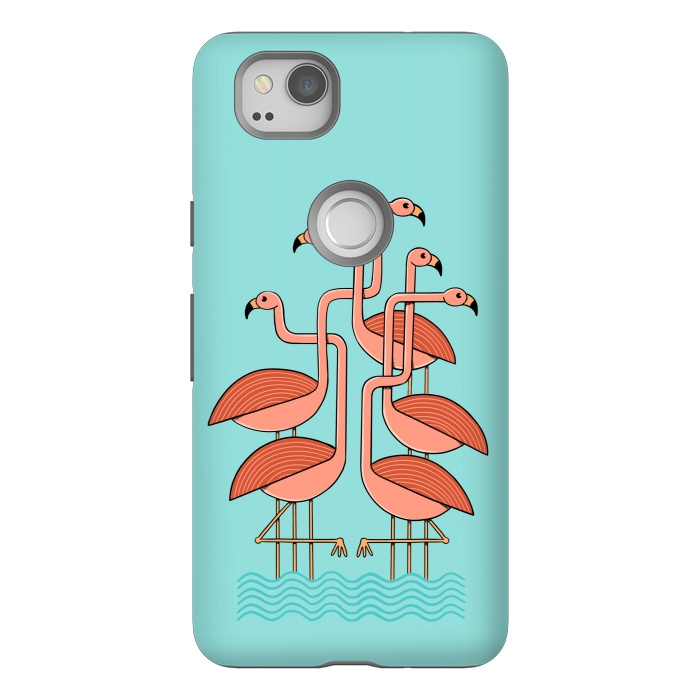 Pixel 2 StrongFit Flamingos by Coffee Man