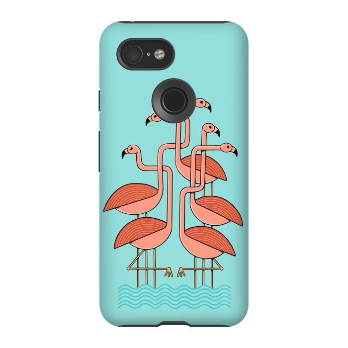 Pixel 3 StrongFit Flamingos by Coffee Man