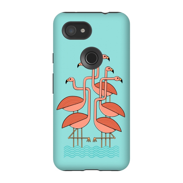 Pixel 3A StrongFit Flamingos by Coffee Man