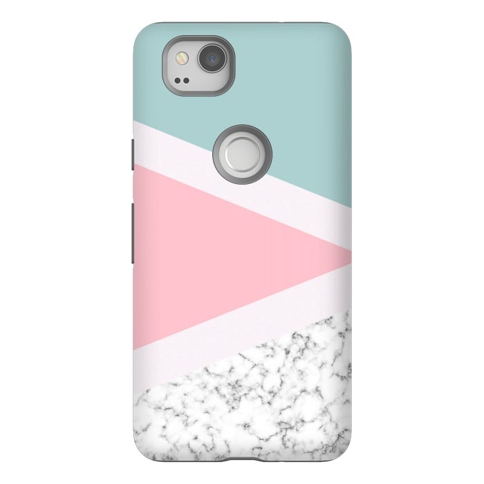 Pixel 2 StrongFit Pastel Triangle Marble by Ninola Design