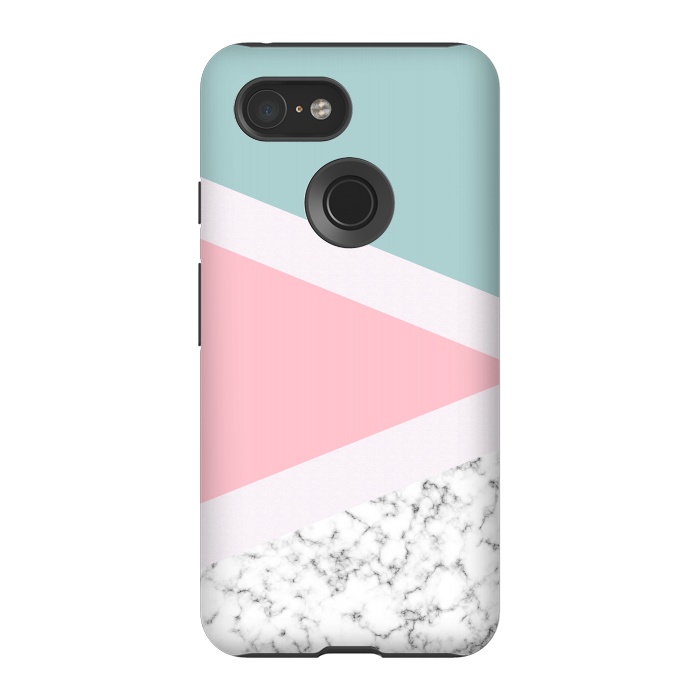 Pixel 3 StrongFit Pastel Triangle Marble by Ninola Design