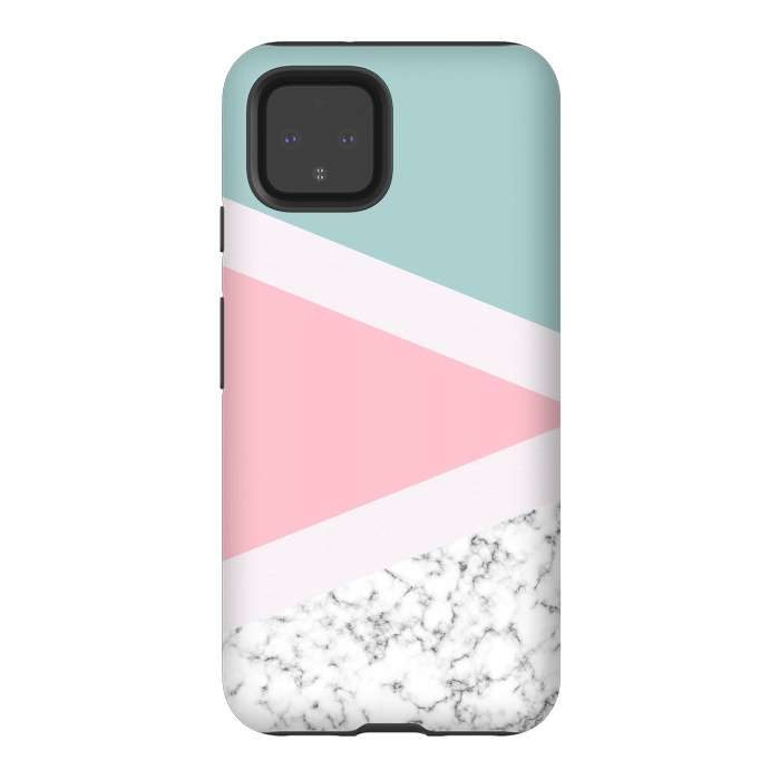 Pixel 4 StrongFit Pastel Triangle Marble by Ninola Design