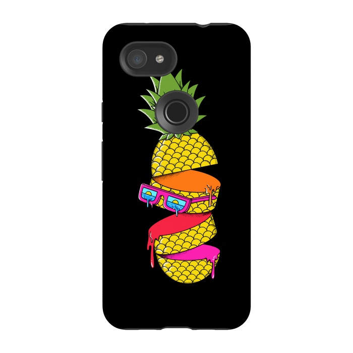 Pixel 3A StrongFit Pineapple colors Black by Coffee Man