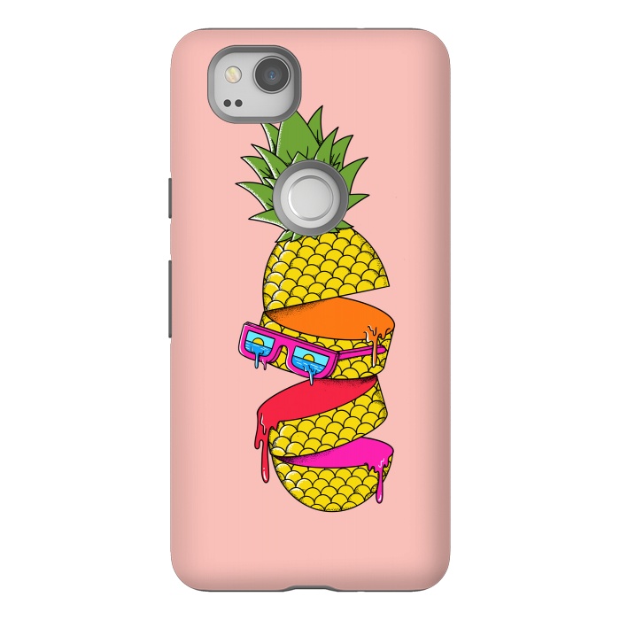 Pixel 2 StrongFit Pineapple Colors Pink by Coffee Man