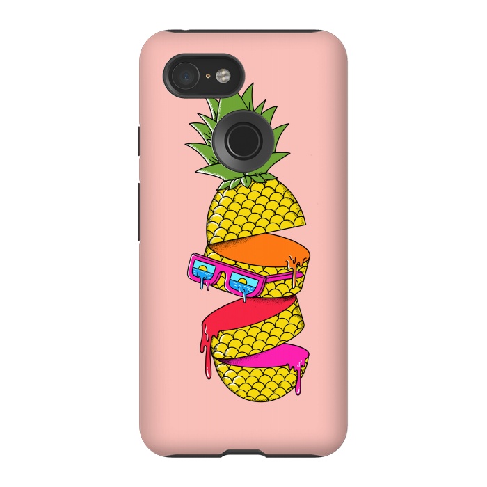 Pixel 3 StrongFit Pineapple Colors Pink by Coffee Man