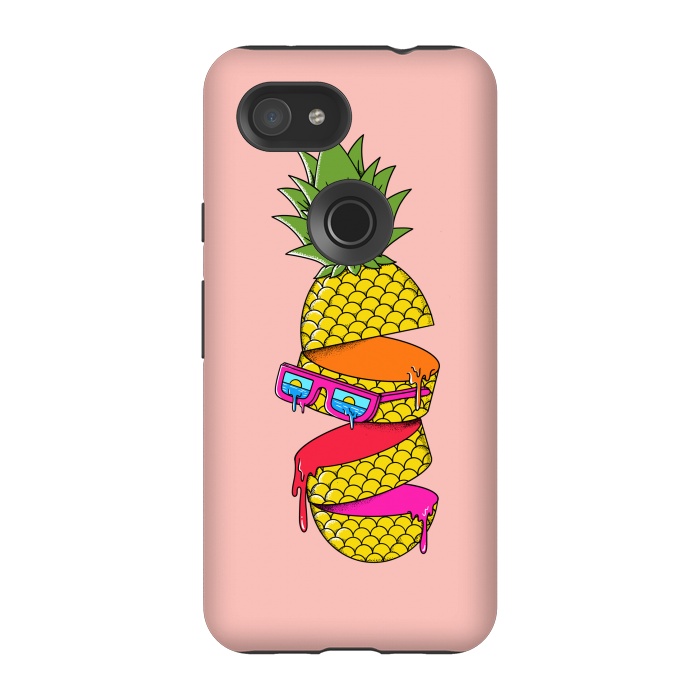 Pixel 3A StrongFit Pineapple Colors Pink by Coffee Man