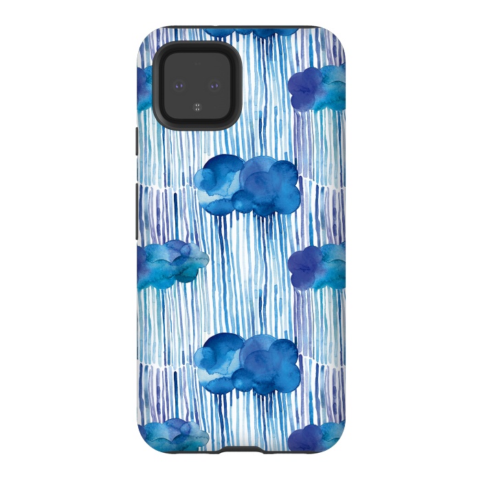 Pixel 4 StrongFit Raining Blue Clouds by Ninola Design