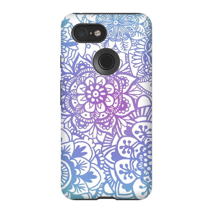 Pixel 3 StrongFit Pastel Purple and Blue Mandala Pattern by Julie Erin Designs