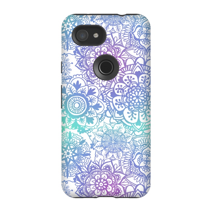 Pixel 3A StrongFit Pastel Purple and Blue Mandala Pattern by Julie Erin Designs