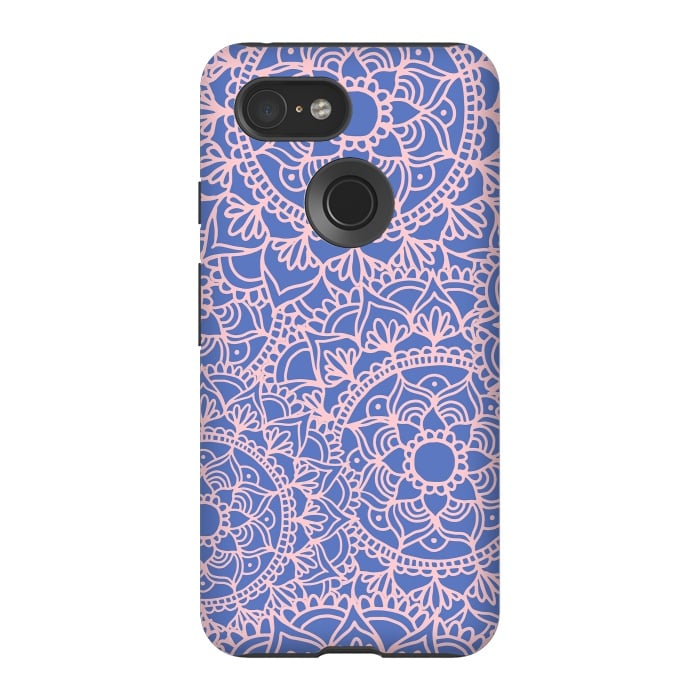 Pixel 3 StrongFit Pink and Mauve Mandala Pattern by Julie Erin Designs